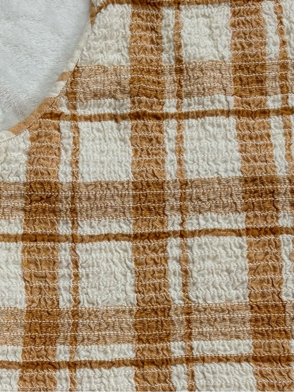 AMERICAN EAGLE Plaid Halter Crop Top Medium Mustard Yellow Smocked Summer - Picture 7 of 8